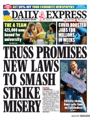 Daily Express () Newspaper Front Page for 19 August 2022