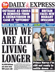 Daily Express () Newspaper Front Page for 1 October 2015