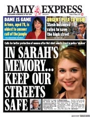 Daily Express () Newspaper Front Page for 1 October 2021