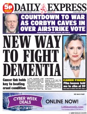 Daily Express () Newspaper Front Page for 1 December 2015