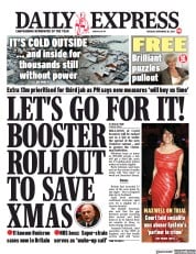 Daily Express () Newspaper Front Page for 1 December 2021