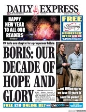 Daily Express () Newspaper Front Page for 1 January 2020