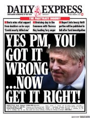 Daily Express () Newspaper Front Page for 1 February 2022