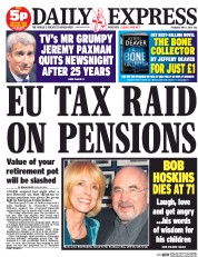 Daily Express () Newspaper Front Page for 1 May 2014