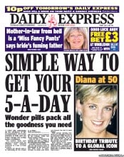 Daily Express () Newspaper Front Page for 1 July 2011