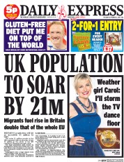 Daily Express () Newspaper Front Page for 1 September 2015