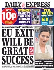Daily Express () Newspaper Front Page for 1 September 2016