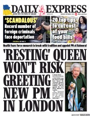 Daily Express () Newspaper Front Page for 1 September 2022