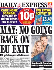 Daily Express () Newspaper Front Page for 20 October 2016