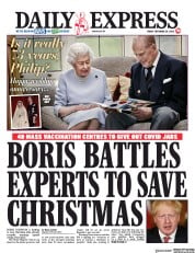 Daily Express () Newspaper Front Page for 20 November 2020