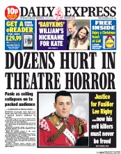 Daily Express () Newspaper Front Page for 20 December 2013
