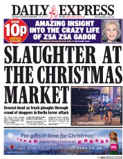 Daily Express () Newspaper Front Page for 20 December 2016