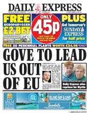 Daily Express () Newspaper Front Page for 20 February 2016