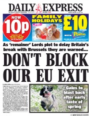 Daily Express () Newspaper Front Page for 20 February 2017