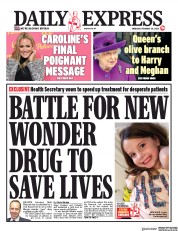 Daily Express () Newspaper Front Page for 20 February 2020