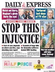 Daily Express () Newspaper Front Page for 20 April 2018