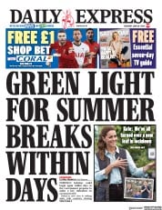 Daily Express () Newspaper Front Page for 20 June 2020