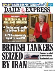 Daily Express () Newspaper Front Page for 20 July 2019