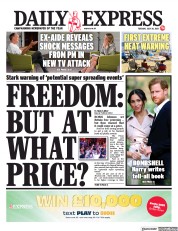 Daily Express () Newspaper Front Page for 20 July 2021