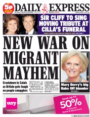 Daily Express () Newspaper Front Page for 20 August 2015