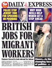 Daily Express () Newspaper Front Page for 21 November 2014