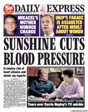 Daily Express () Newspaper Front Page for 21 January 2014
