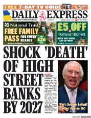 Daily Express () Newspaper Front Page for 21 January 2023