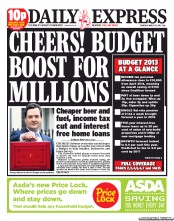 Daily Express () Newspaper Front Page for 21 March 2013