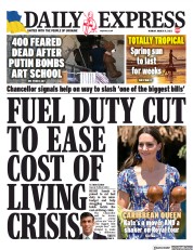 Daily Express () Newspaper Front Page for 21 March 2022