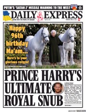 Daily Express () Newspaper Front Page for 21 April 2022