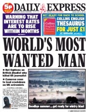 Daily Express () Newspaper Front Page for 21 August 2014