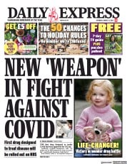 Daily Express () Newspaper Front Page for 21 August 2021