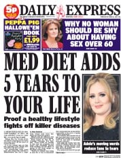 Daily Express () Newspaper Front Page for 22 October 2015
