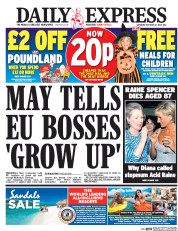 Daily Express () Newspaper Front Page for 22 October 2016