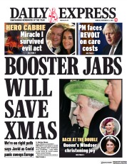 Daily Express () Newspaper Front Page for 22 November 2021