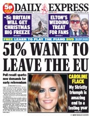 Daily Express () Newspaper Front Page for 22 December 2014