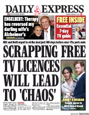 Daily Express () Newspaper Front Page for 22 February 2020