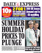 Daily Express () Newspaper Front Page for 22 April 2013