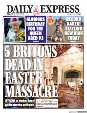 Daily Express () Newspaper Front Page for 22 April 2019