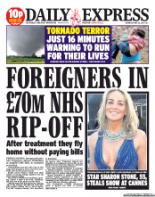 Daily Express () Newspaper Front Page for 22 May 2013