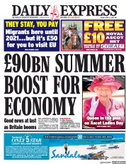 Daily Express () Newspaper Front Page for 22 June 2018