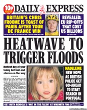 Daily Express () Newspaper Front Page for 22 July 2013