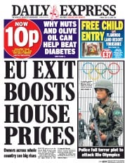 Daily Express () Newspaper Front Page for 22 July 2016