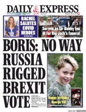 Daily Express () Newspaper Front Page for 22 July 2020