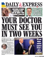 Daily Express () Newspaper Front Page for 22 September 2022