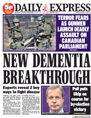 Daily Express () Newspaper Front Page for 23 October 2014