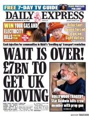 Daily Express () Newspaper Front Page for 23 October 2021