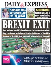 Daily Express () Newspaper Front Page for 23 November 2018