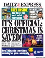 Daily Express () Newspaper Front Page for 23 November 2020
