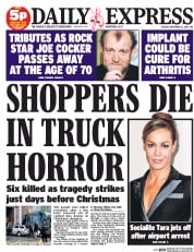 Daily Express () Newspaper Front Page for 23 December 2014